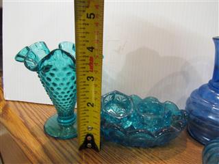 VTG BLUE GLASS ART GLASS COLLECTION - LOT OF 12 PCS